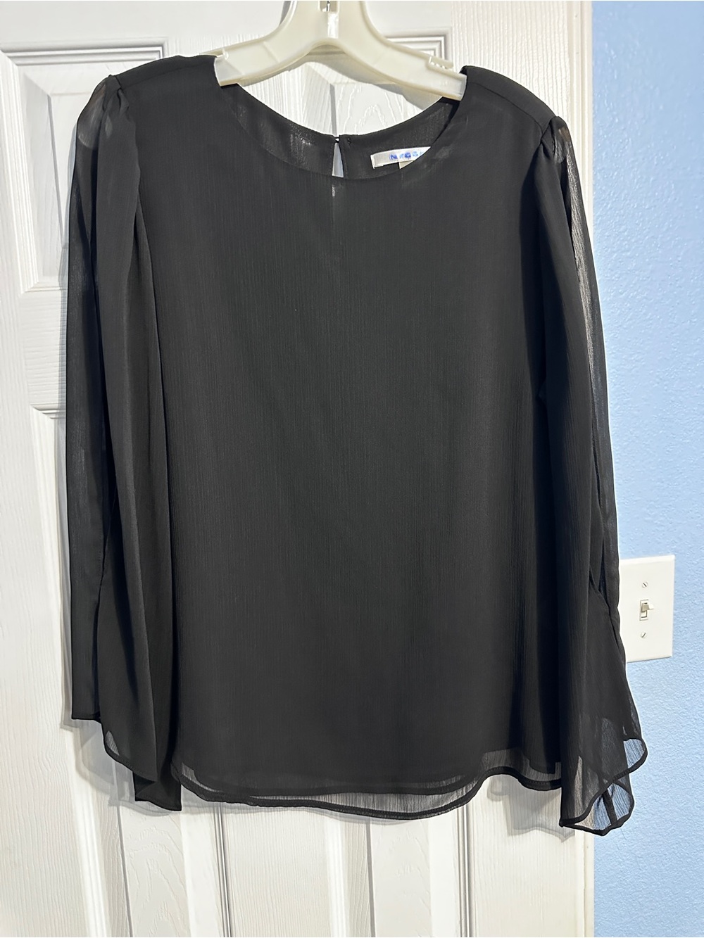 Black Sheer Long-Sleeve Women’s Blouse